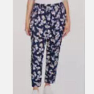Jessica Simpson Women's Soft Navy Floral Pull On Pants, medium Inseam 26